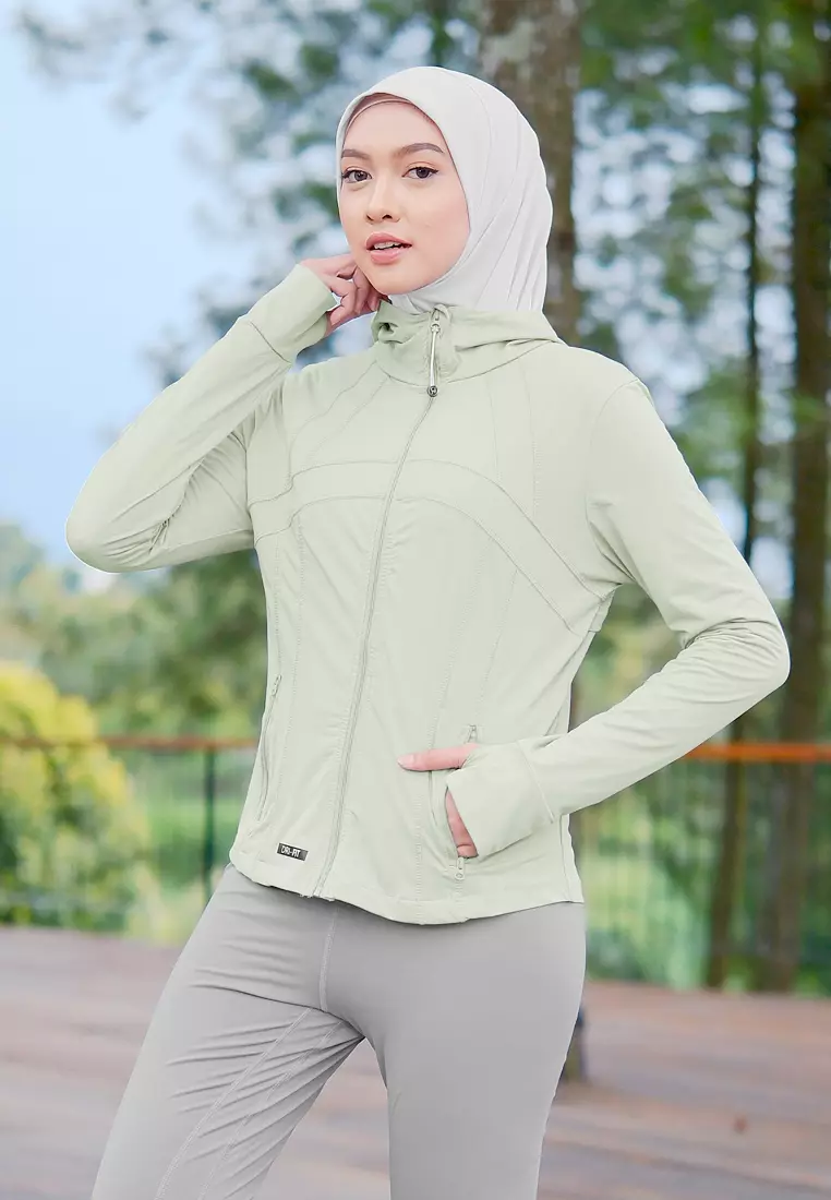 Zelena - Clemen Hoodie Fit | Jaket Olahraga Wanita Slim Fit Anti UV Gym Yoga Pilates - Mint Green