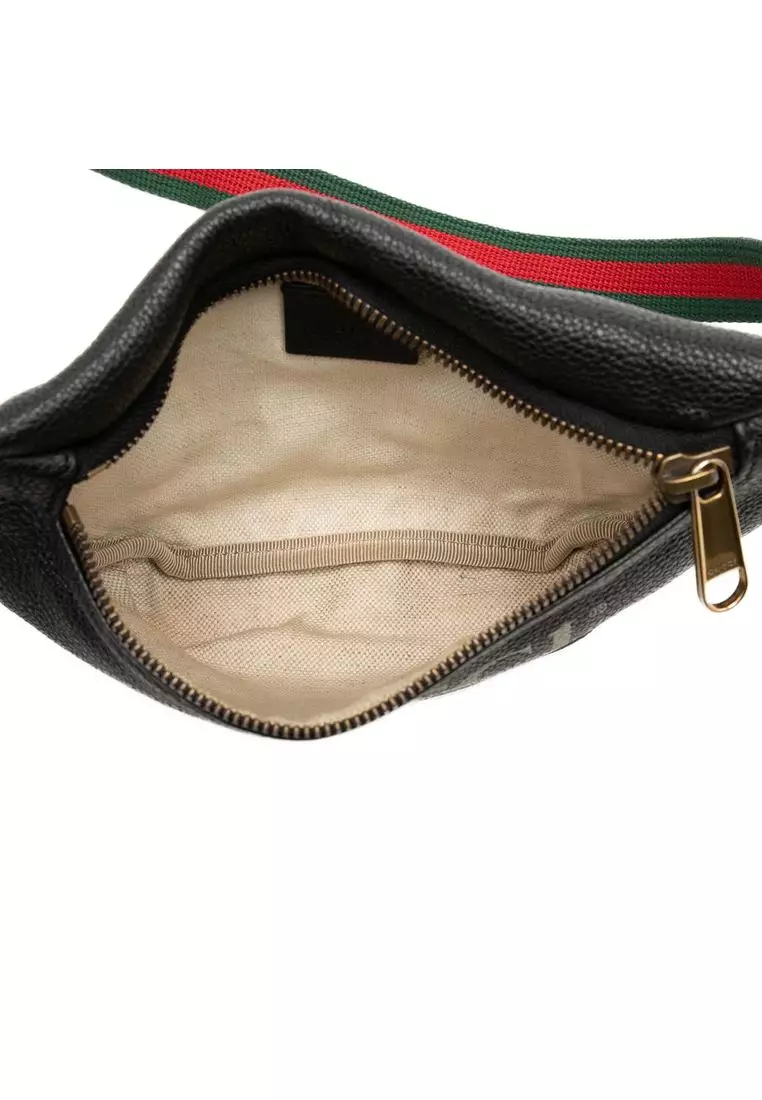 Pre-Loved Gucci Small Grained Calfskin Web Logo Belt Bag