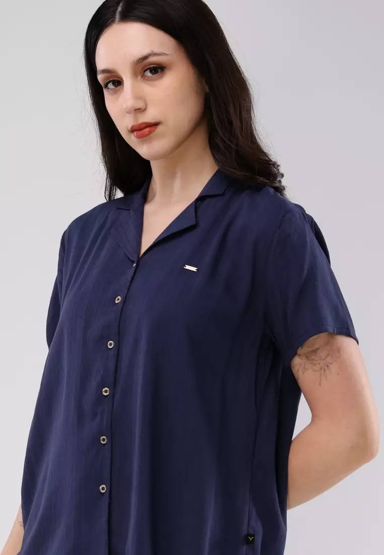Woven Textured Short Sleeve Blouse
