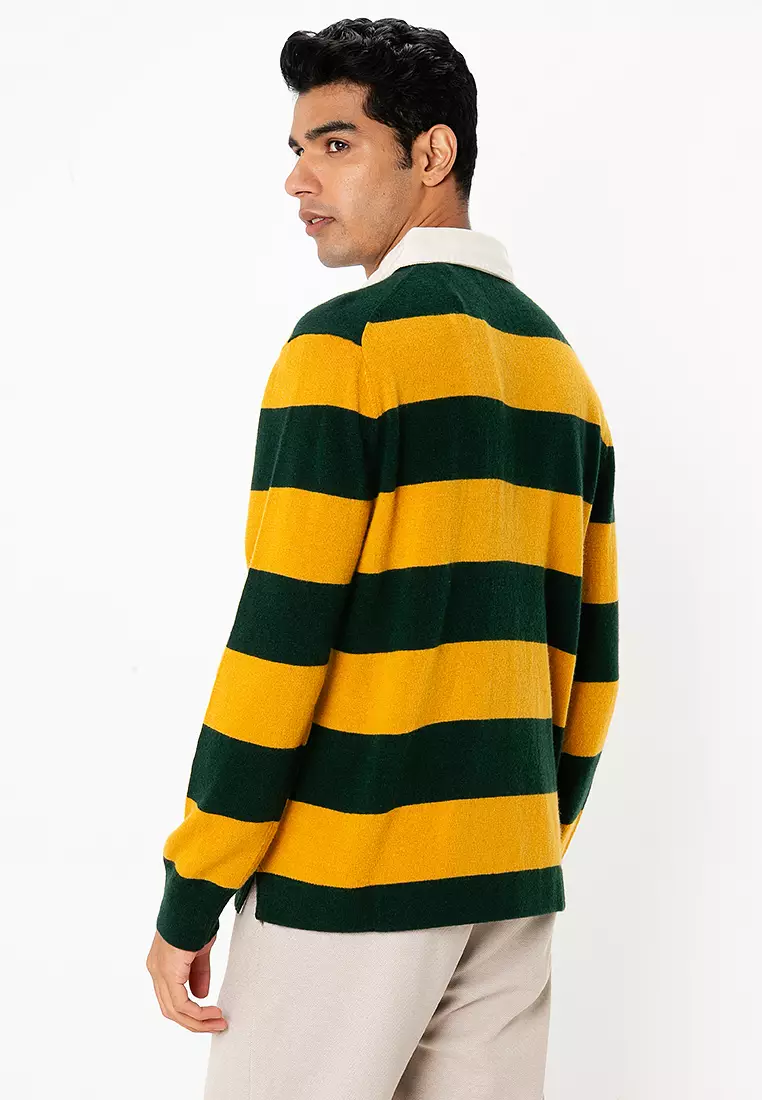 Lambswool Striped Rugger Polo