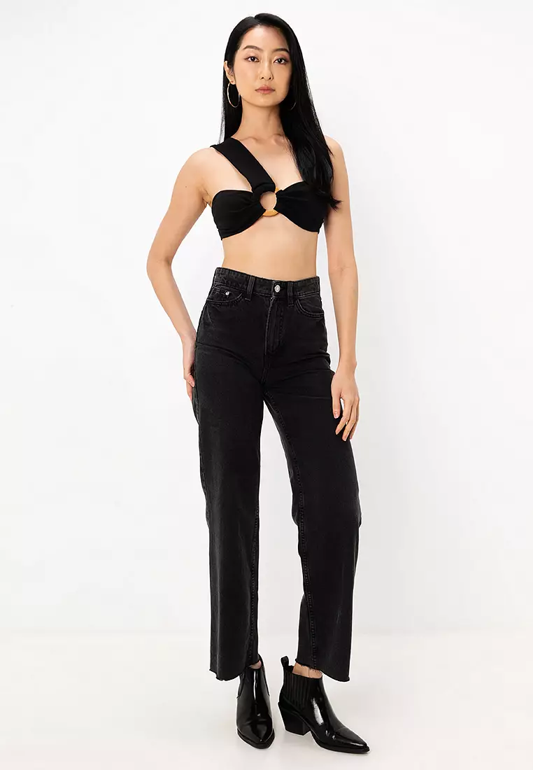 Co-Ord Scuba One Shoulder Crop Top With Ring Detail