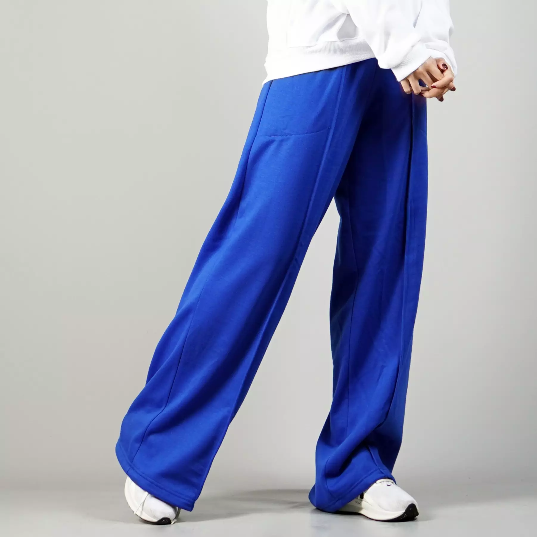 JENNIE Loose Pants Wanita Celana Loose Fit Sweatpants - BIRU
