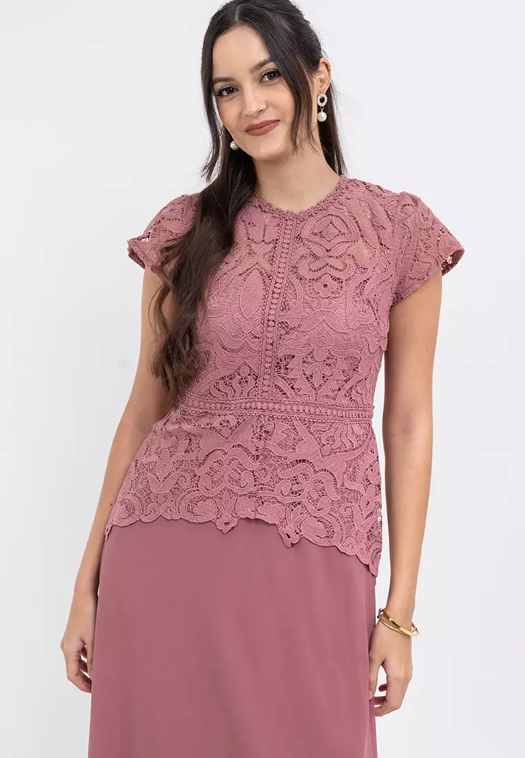 DAVINA Lace Top Midi Dress