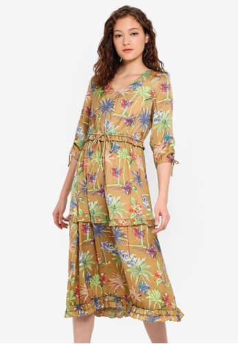Shop Scotch Soda Midi Length Dress With V Neck And Ruffles Online On Zalora Philippines