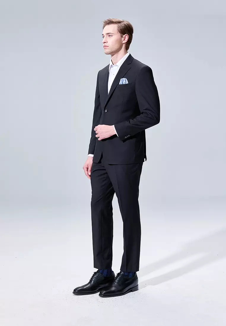 Black Textured Tailored Suit