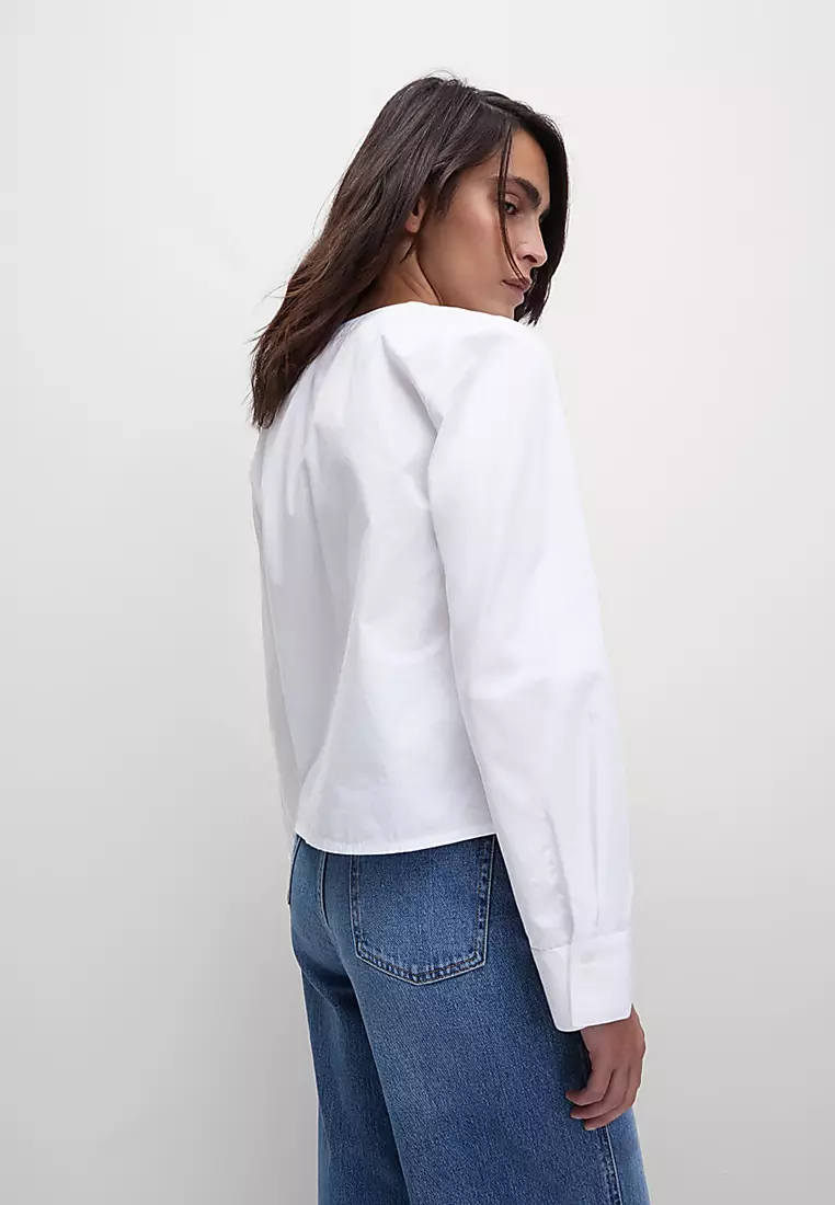 Pure Cotton Tie Front Blouse