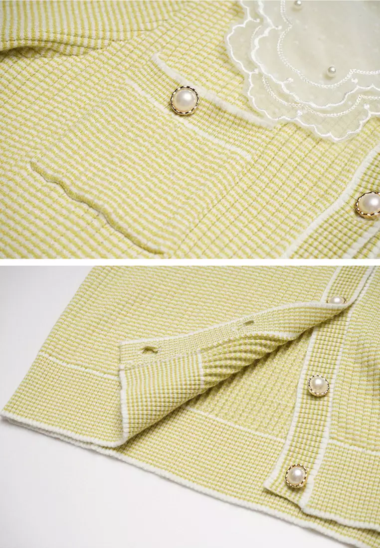 Sweet Pearl Button Knit Jacket
