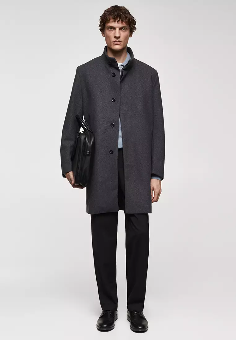 Funnel neck hot sale coat mens