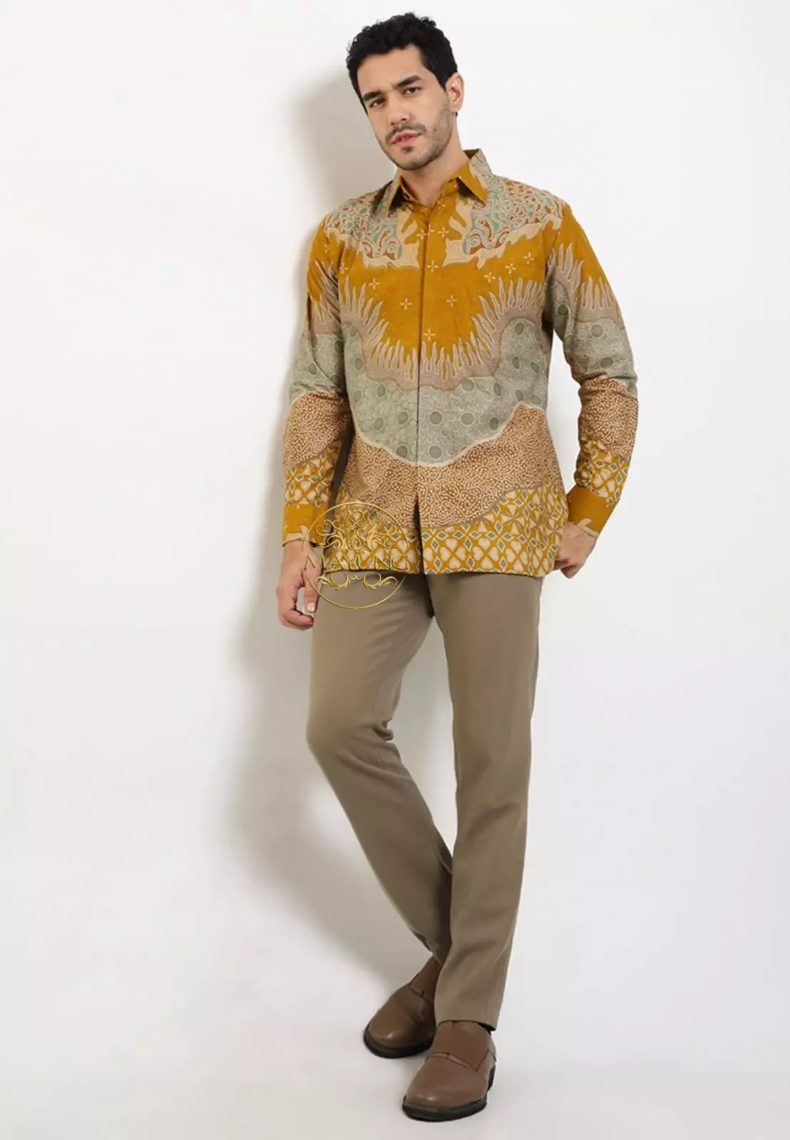 Hanggareksa Kuning Kemeja Batik Pria Premium Slimfit Modern Lengan Panjang