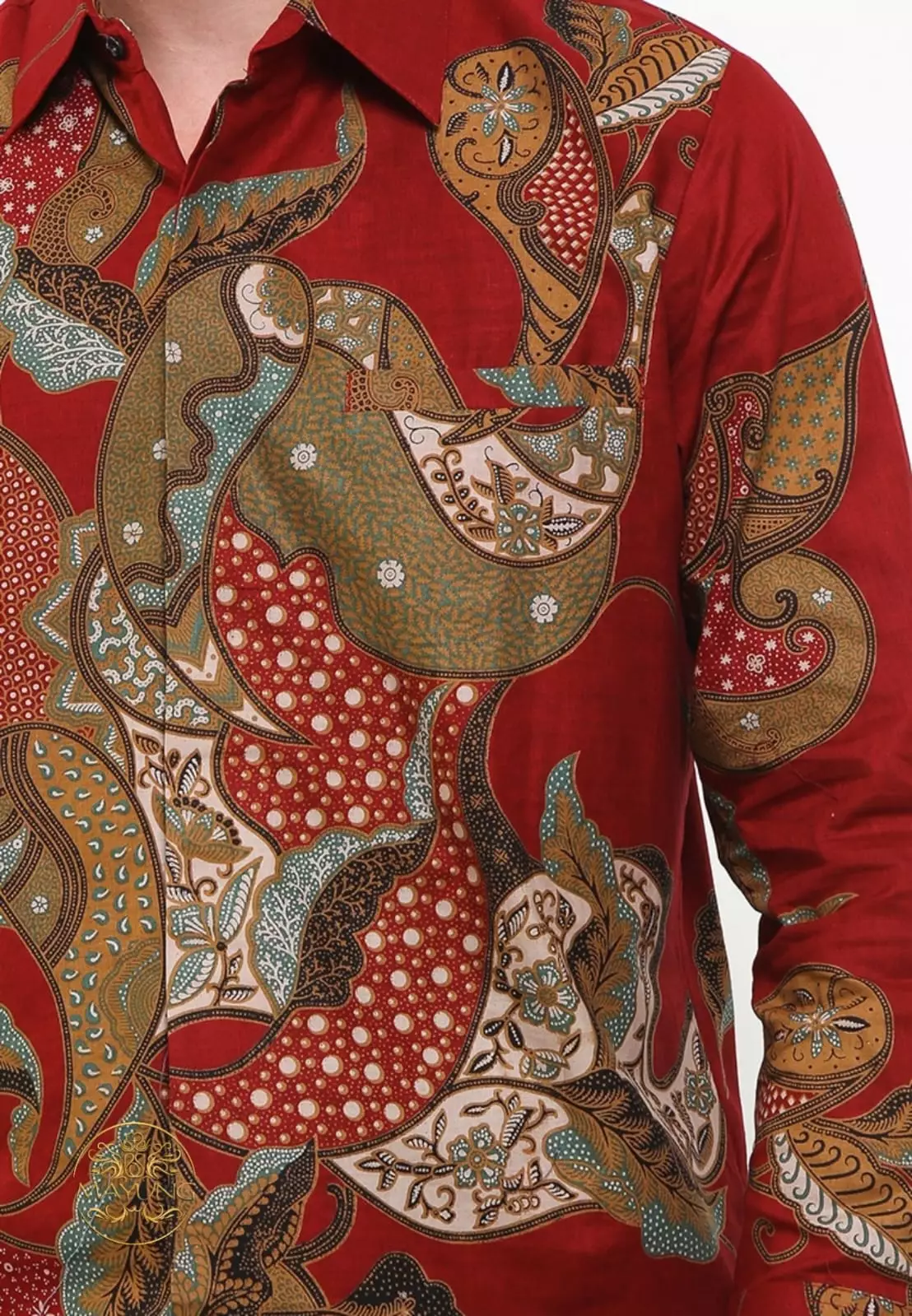 Laurendra Maron Kemeja Batik Pria Premium Slimfit Modern Lengan Panjang