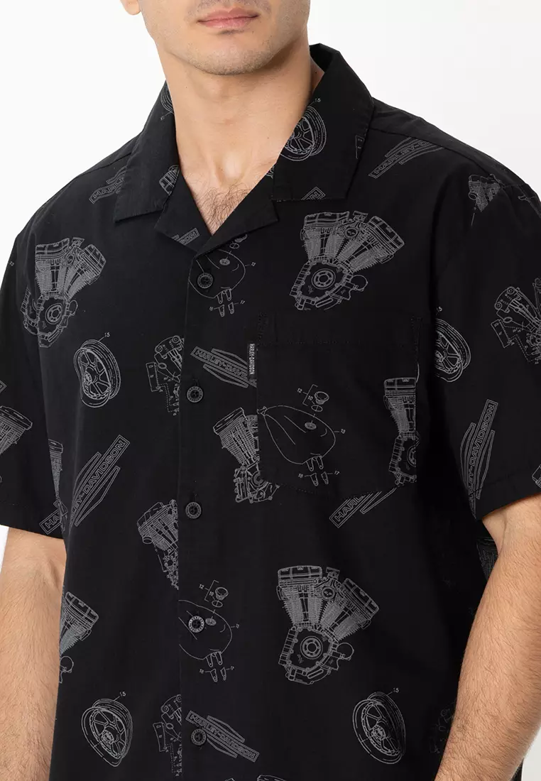 Harley-Davidson® Engine Aloha Short Sleeve Shirt