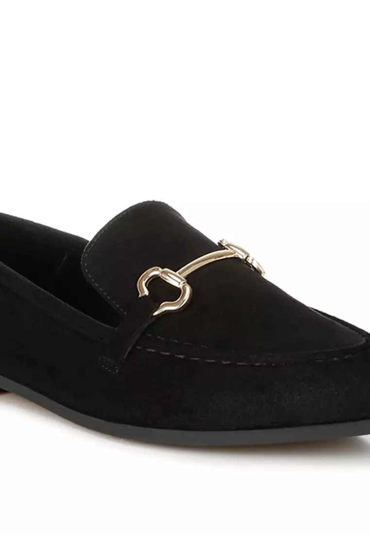 黑色馬銜扣飾樂福鞋