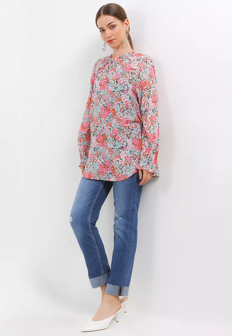 marks and spencer tie neck blouse