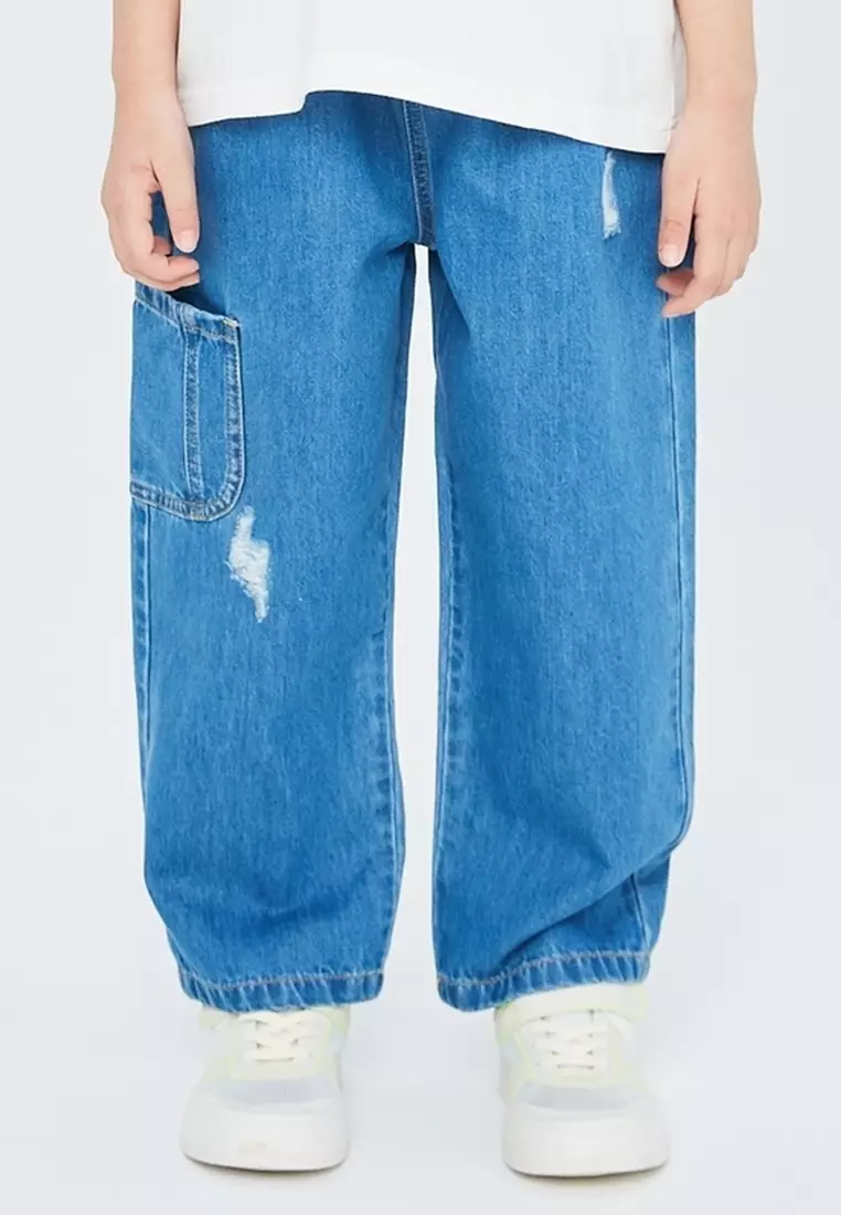 马拉丁男牛仔长裤牛仔浅蓝夏季裤