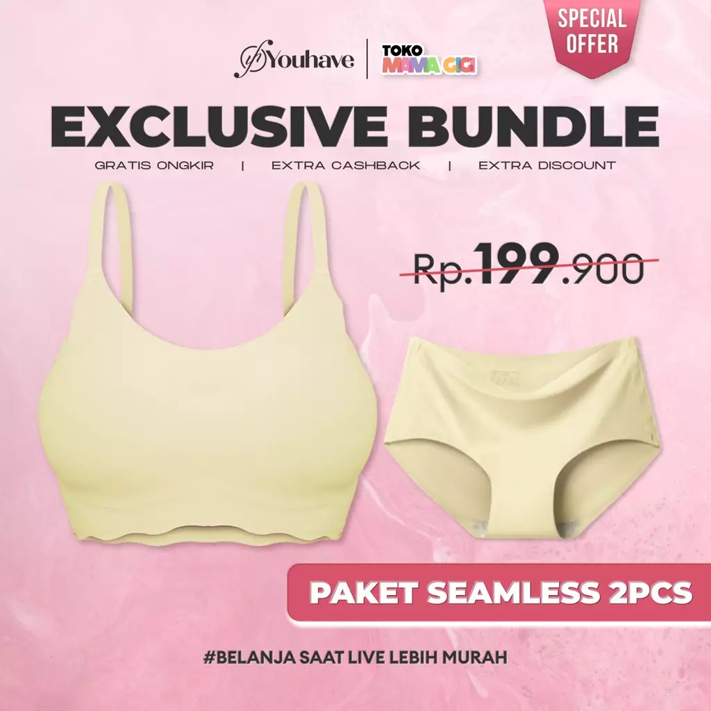 YOUHAVE X TOKO MAMA GIGI EXCLUSIVE Paket Bundle Seamless Bra Panty Seamless Premium Tanpa Jahitan 1 Set Bra dan Panty