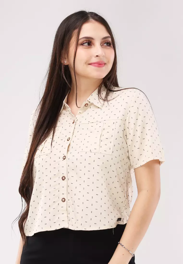 Woven Printed Rayon Short Sleeves Blouse