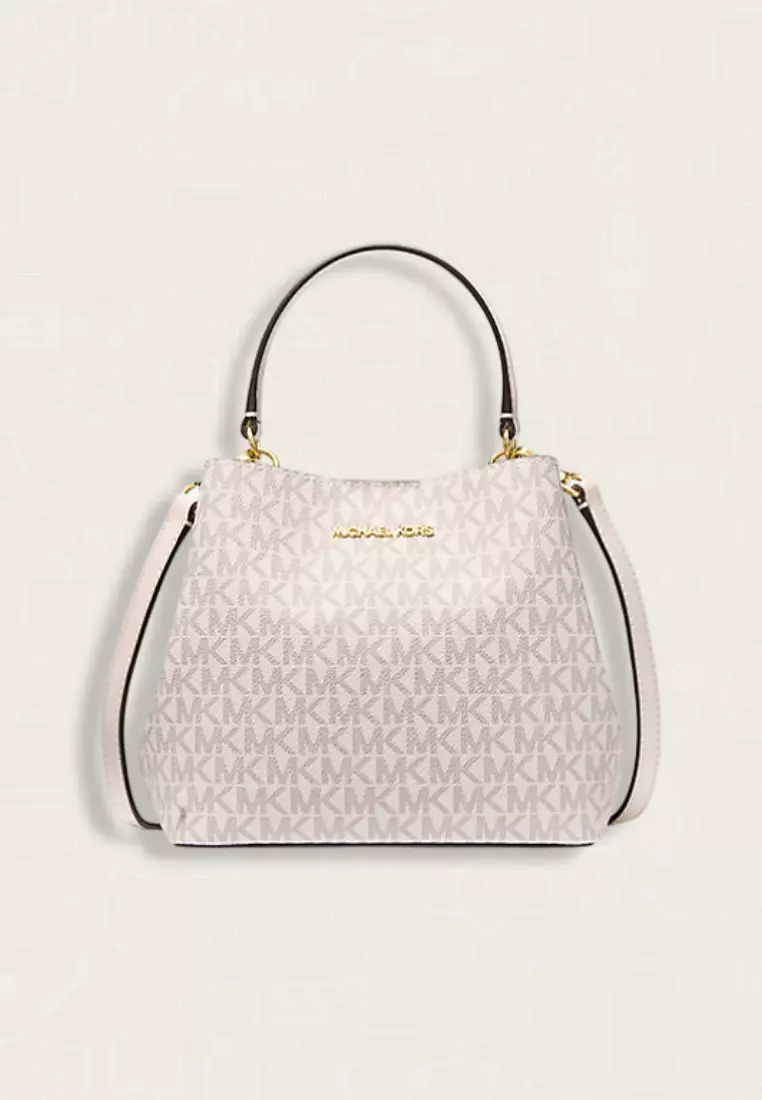 Michael Kors Pratt Small Signature Logo Shoulder Bag Vanilla