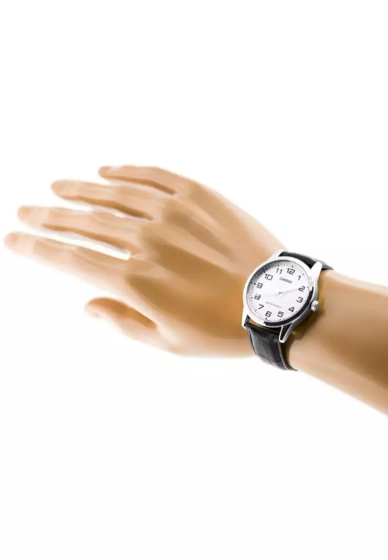 Men's Analog Watch MTP-V001L-7B Black Leather Band Casual Watch