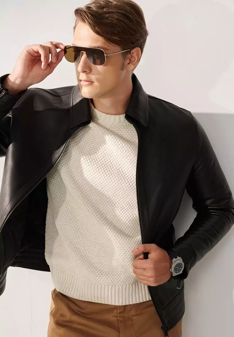 Off-white Cable-Knit Crew Neck Sweater