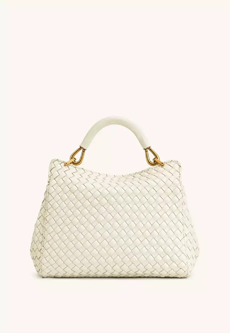 Lucia Classic Top Handle Woven Bag - White