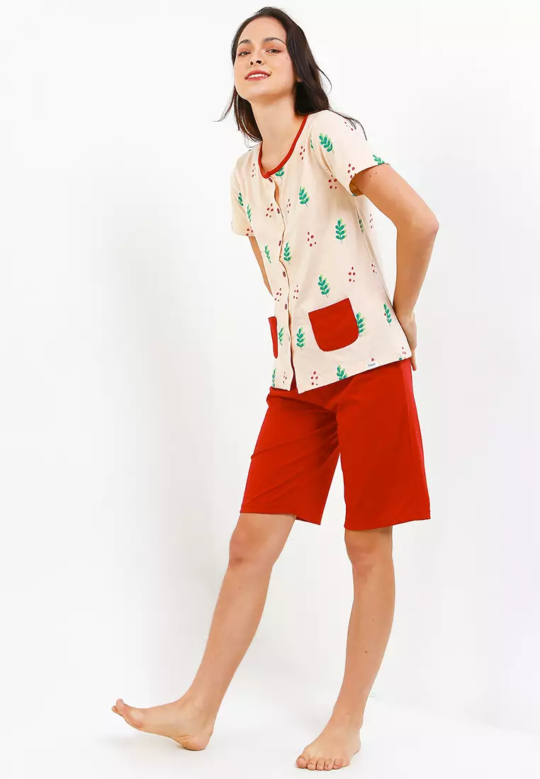 Pyjama Baju Tidur  Short Sleeve Short Pants Sleepwear