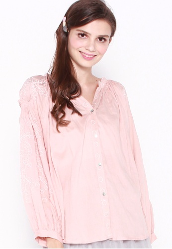JOVET pink Embroidery Boho Shirt 9ED0AAA6805E17GS_1