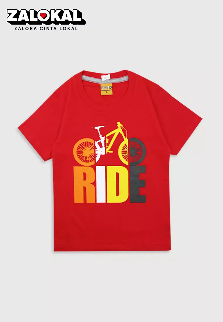 Wakakids Baju Anak Laki Laki Atasan Kaos Usia 3 Tahun Hingga 9 Tahun Motif Go Ride 3911 Merah SKATS