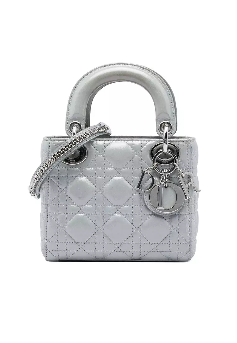 Pre-Loved Dior Mini Iridescent Lambskin Cannage Lady Dior