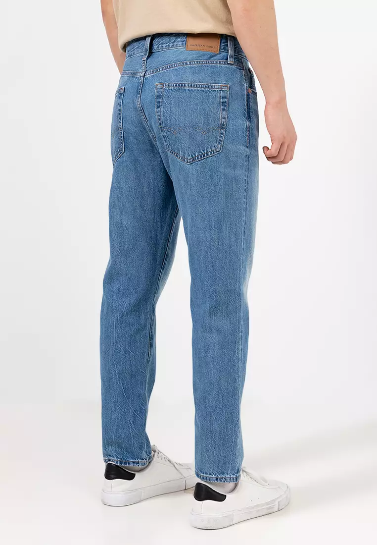 中度洗水運動直筒牛仔褲