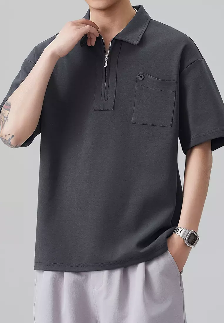 Half Zip Collar Polo Shirt AY-D8909