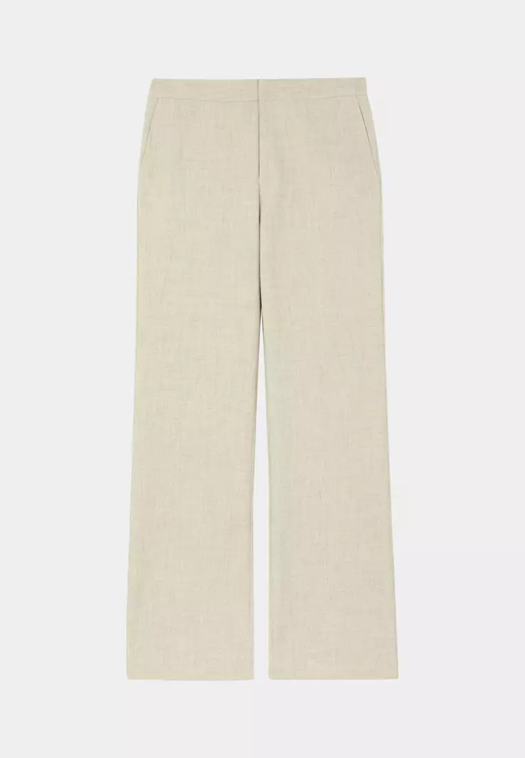 淺抹茶色直筒版西裝褲