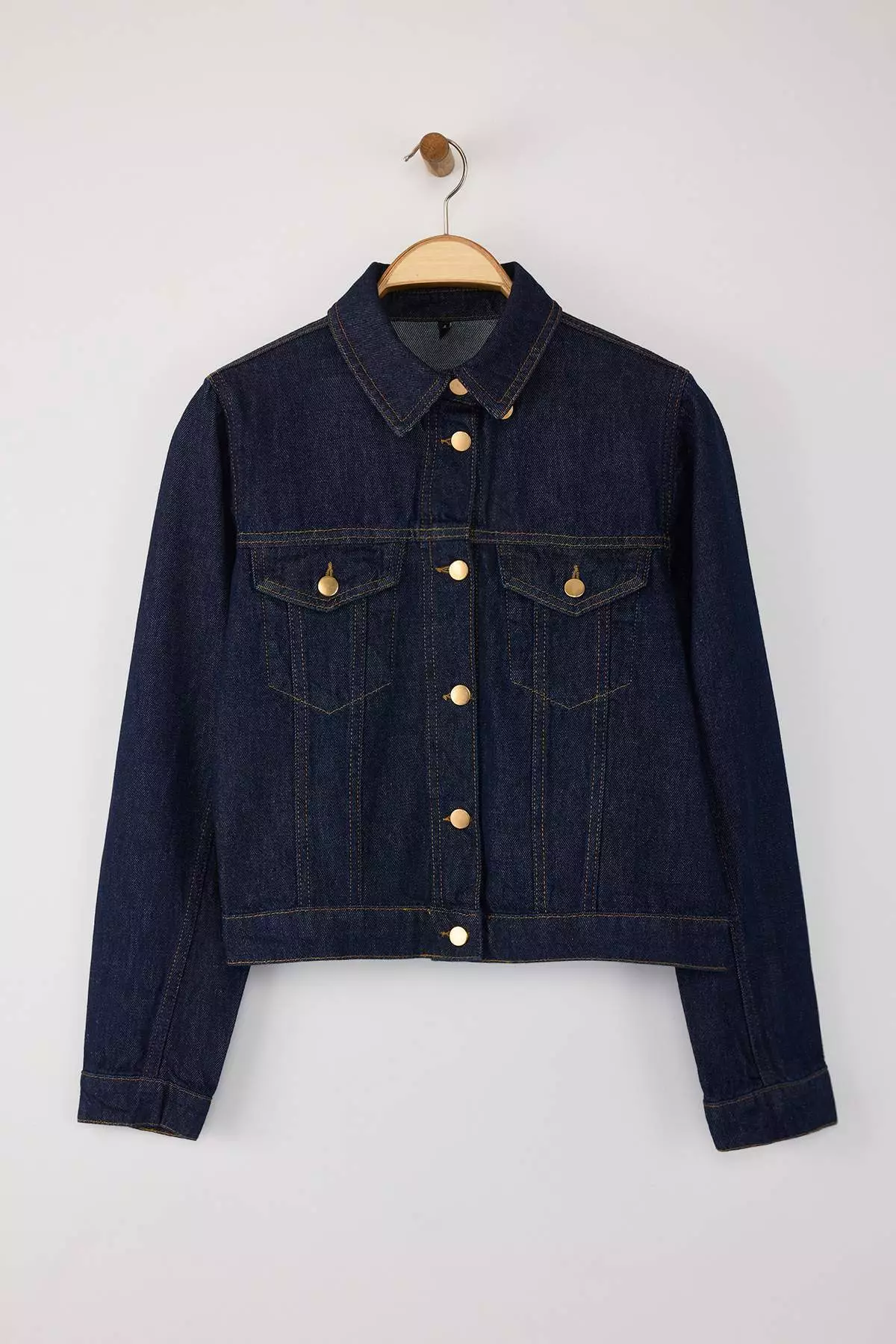 Dark Blue Denim Poncho Jacket With Detachable Cape