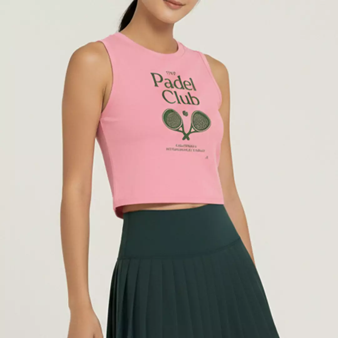 LSE47 Baju Padel Pink Olahraga Wanita Tank Top "padel club" UAT pink TdActive