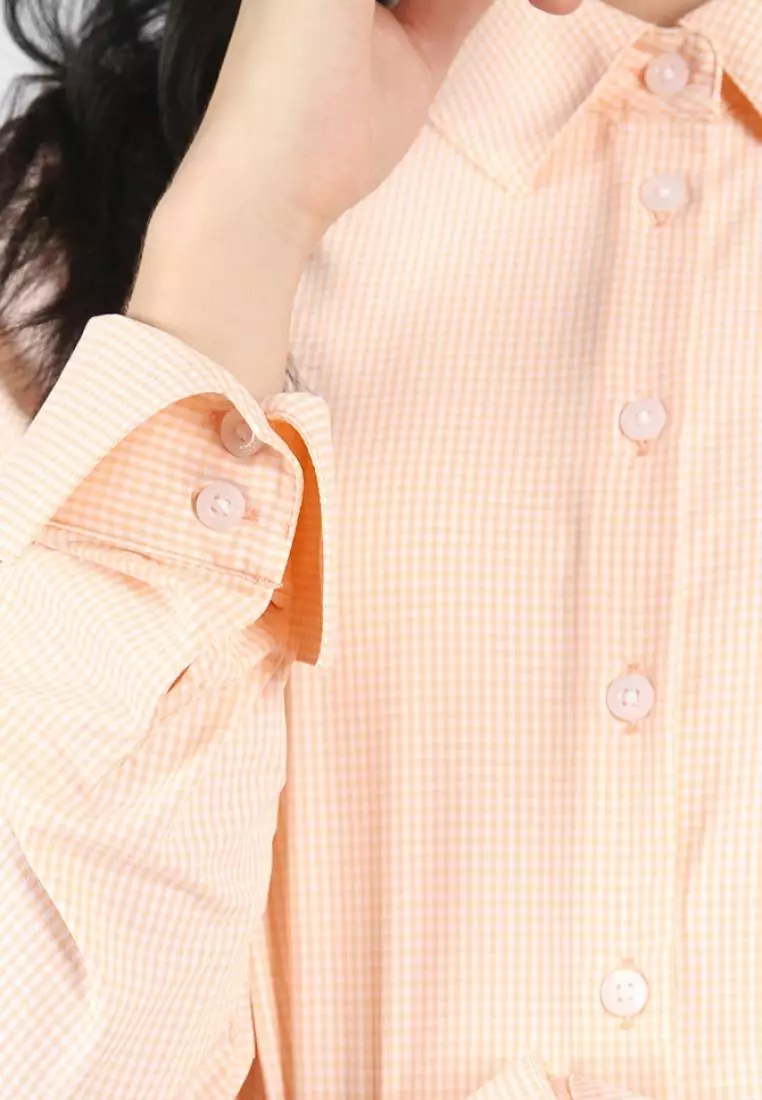 Kemeja Lengan Panjang Pierre Cardin Wanita Double Cuff Serena Check