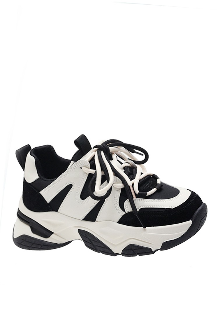 VANSA Cow Leather Color Block Platform Height Sneakers VPW-T456