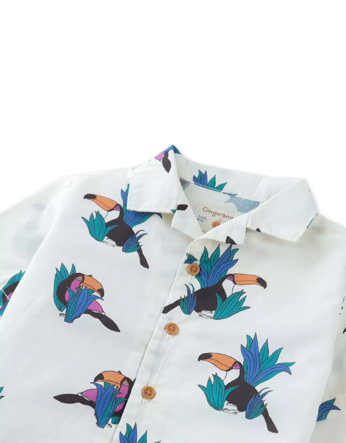 Gingersnaps Baby Havana Paradise Woven Btndown White - Kemeja Bayi Laki (Putih)