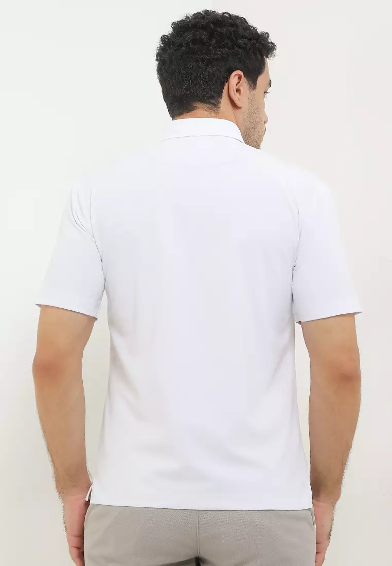 Kemeja Pria Polo Ethan White Ivory Knit - White