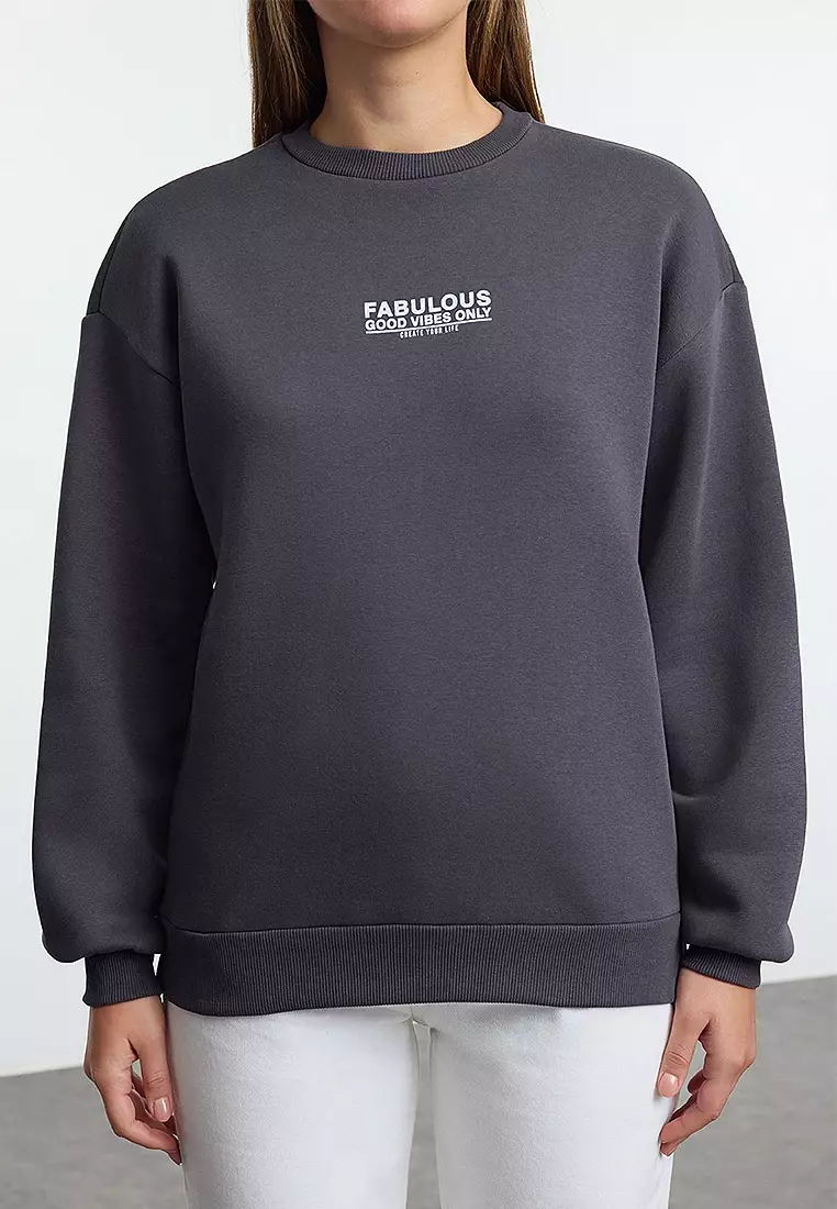 Buy Trendyol Crew Neck Graphic Sweatshirt Online ZALORA Malaysia