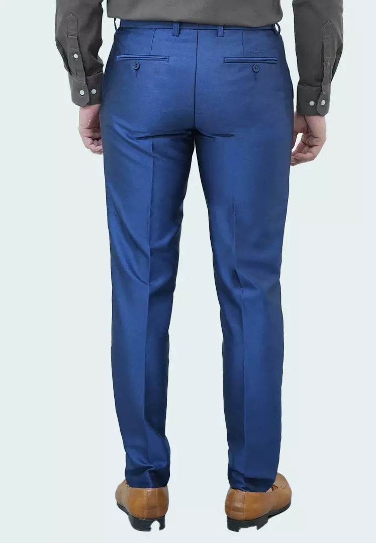 Johnwin - Celana Formal - Premium Glossy - Slim Fit - Biru
