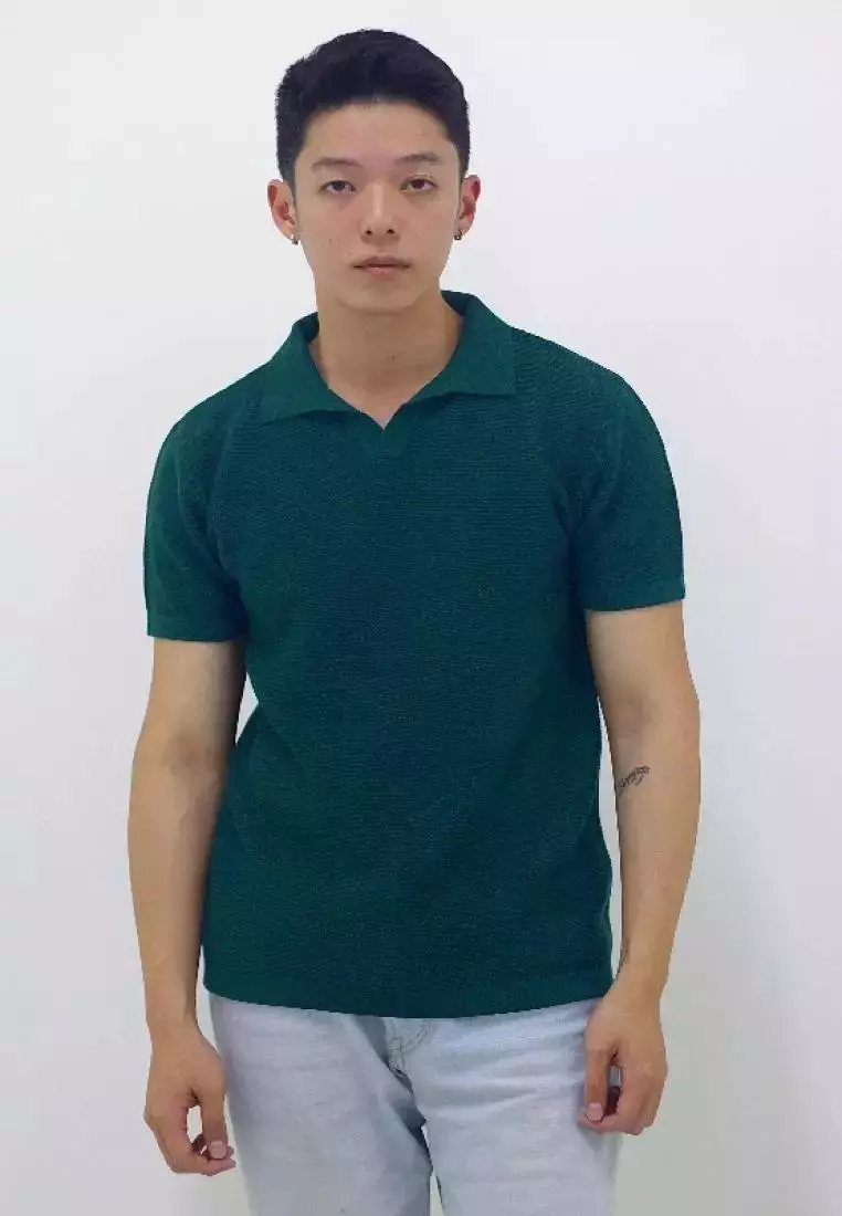 Kale Matteo Bottle Green/ Kaos Rajut Polo Lengan Pendek Pria