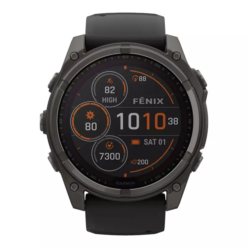 Jam Tangan Pria Garmin Fenix 8 51 010-02907-70 Smartwatch Solar Carbon Grey DLC Titanium Black Grey Silicone Band