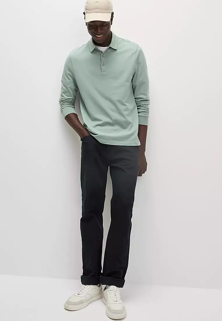 Pure Cotton Long Sleeve Polo Shirt