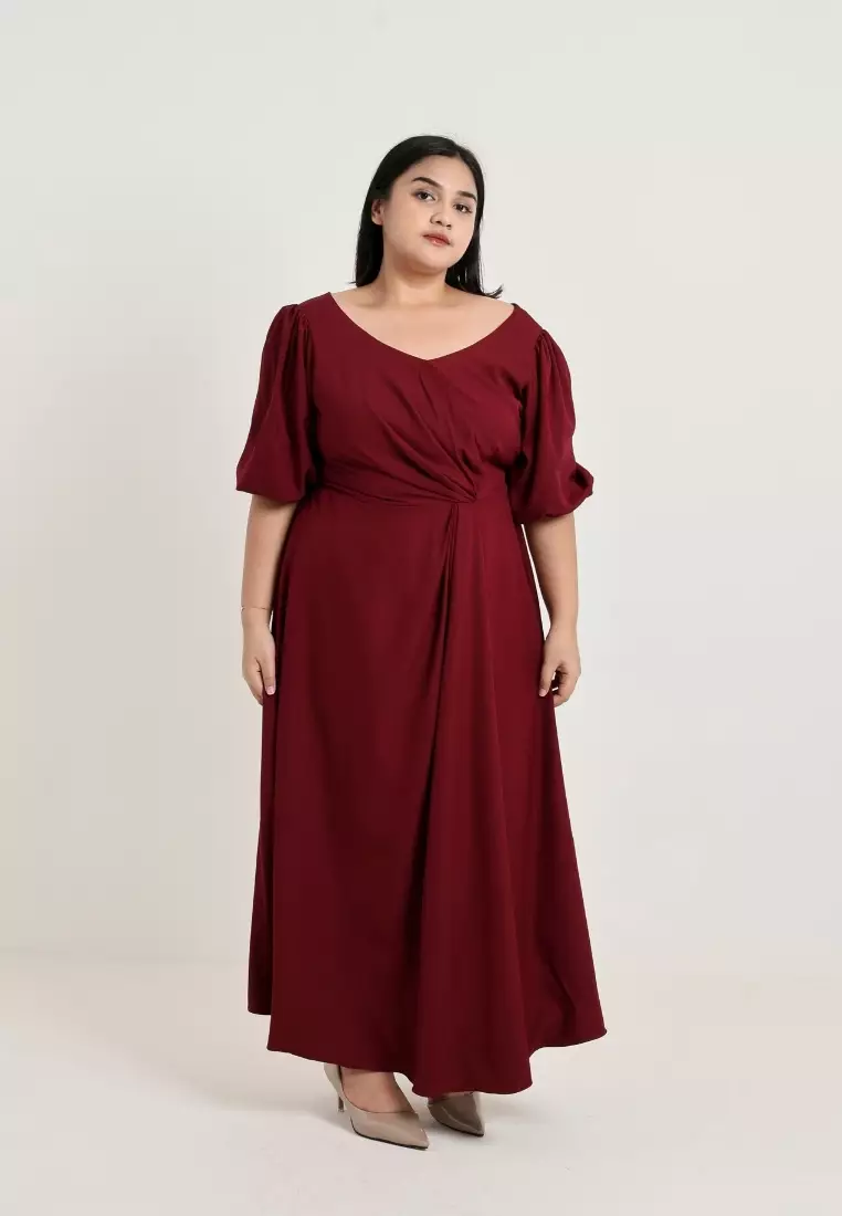 Plus Size Party Dress Arielle Maroon