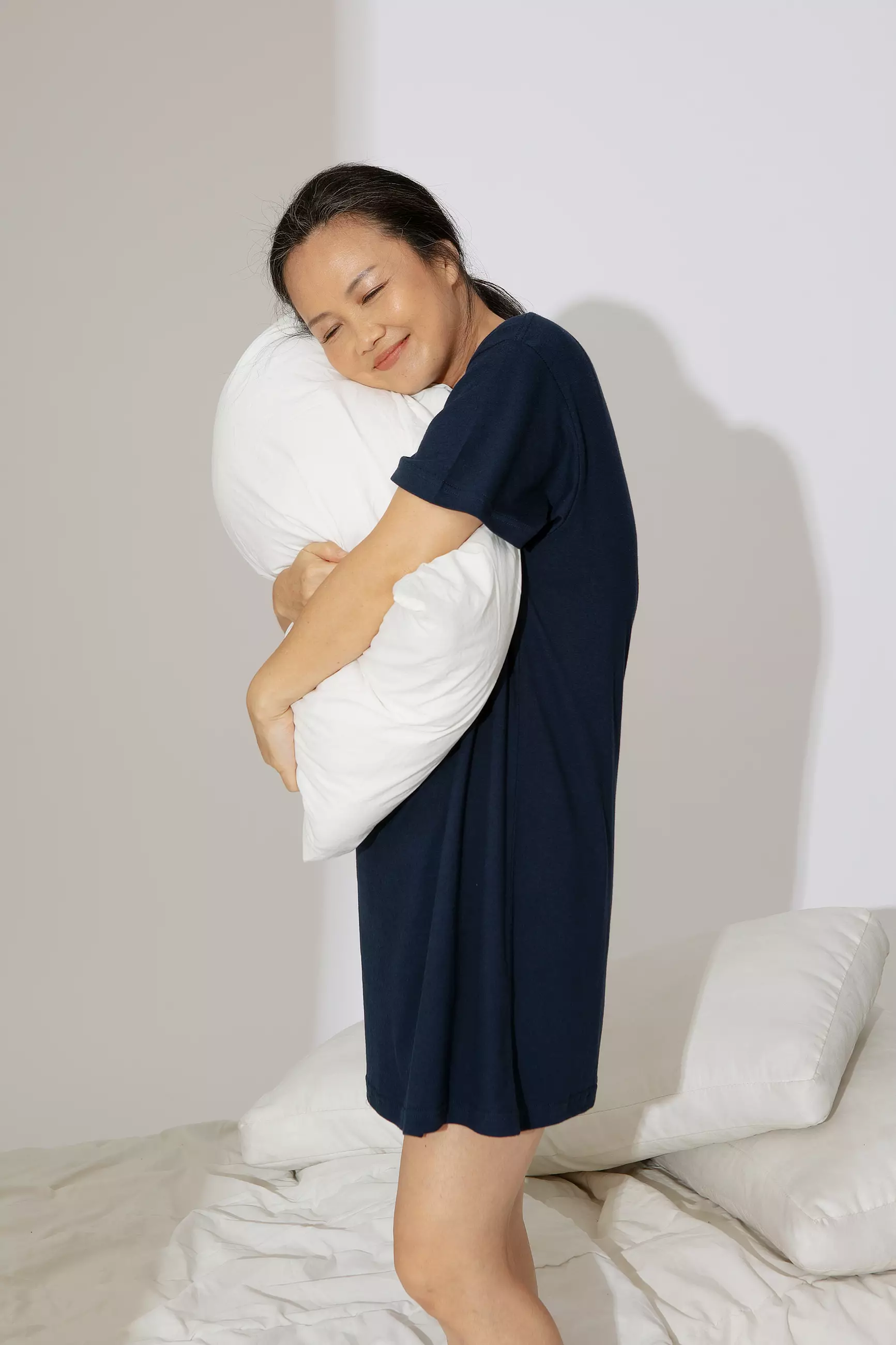 Daster Kaos Santai Katun Tencel Modal | SARE studio Sleepwear MARO T-Shirt Dress in Navy