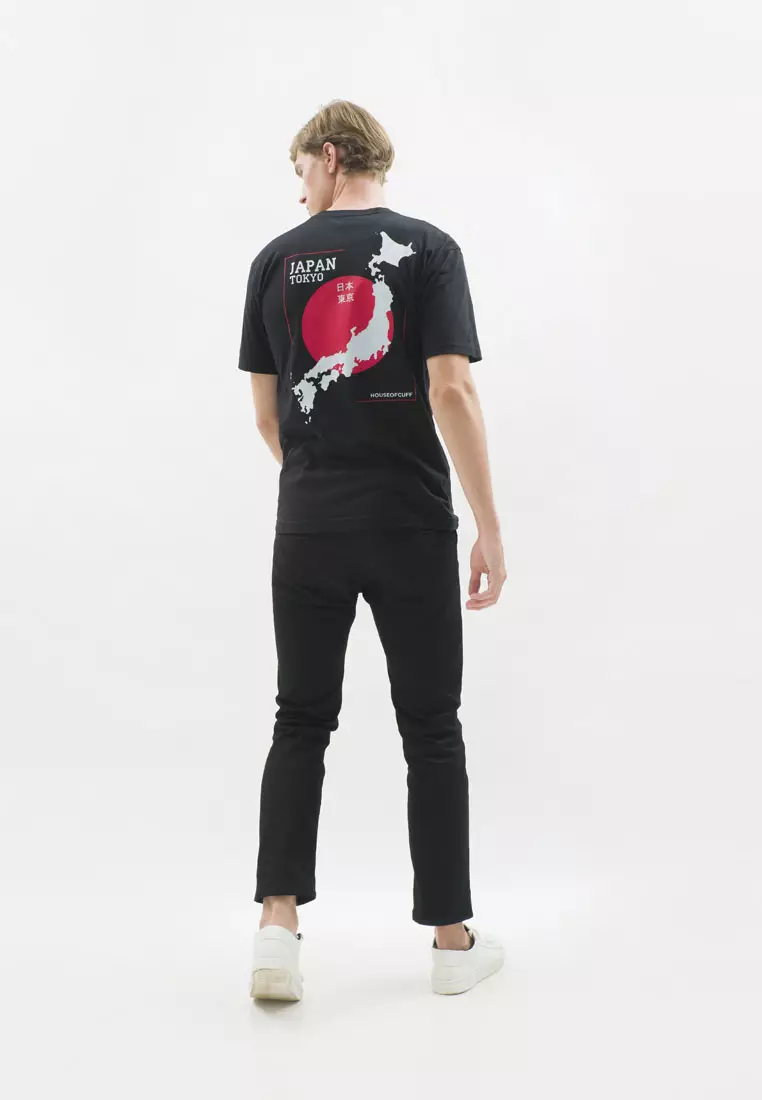 Kaos hitam t shirt polos houseofcuff motif Japan Map READY HINGGA 4XL