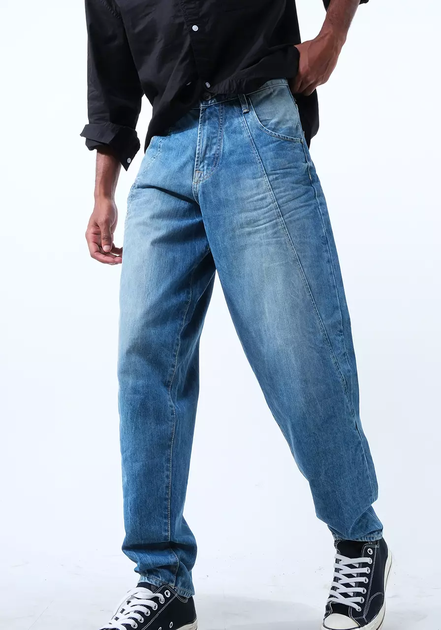 Celana Panjang Jeans Unisex Baggy A8 Medium Blue