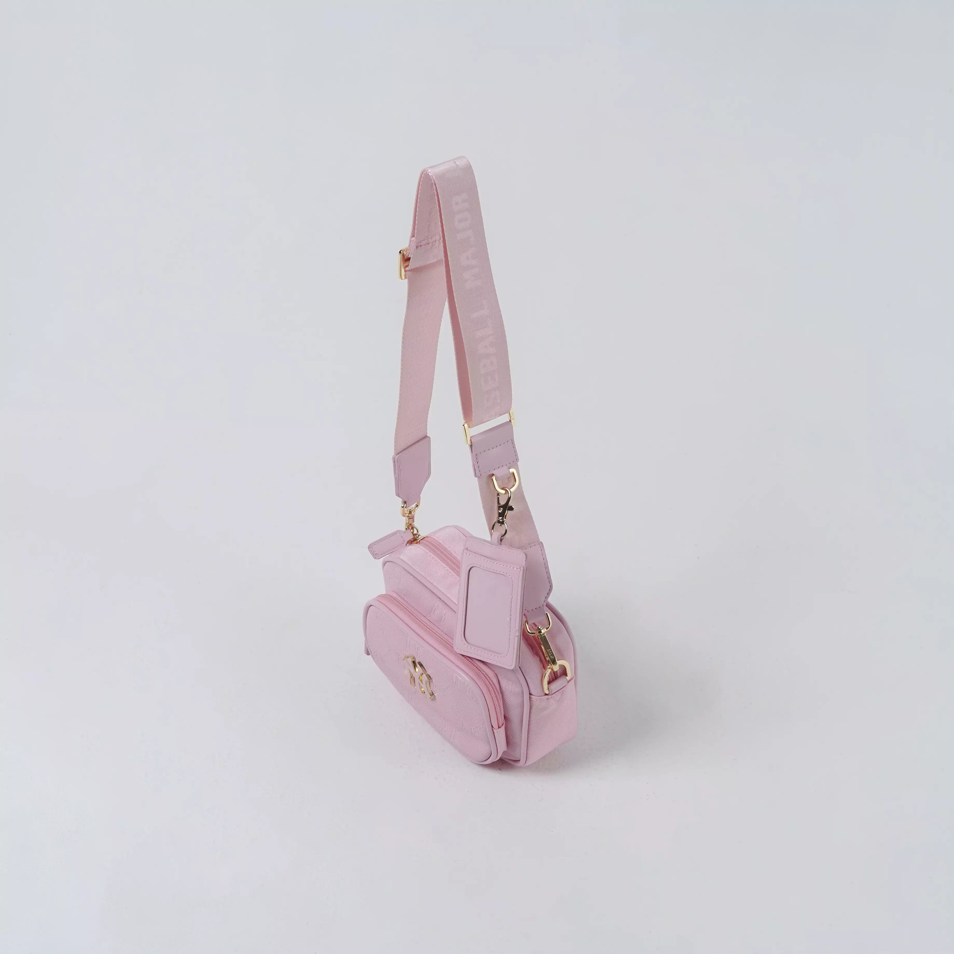 Tas MLB NY METAL MONOGRAM EMBOSSED PINK CROSS BODY BAG 100% ORIGINAL