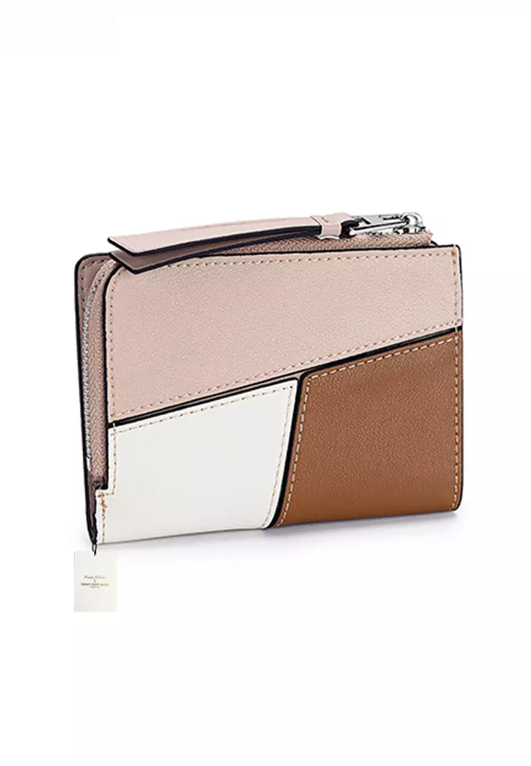 Genuine Leather Color Patching Bifold Wallet JW YT-109