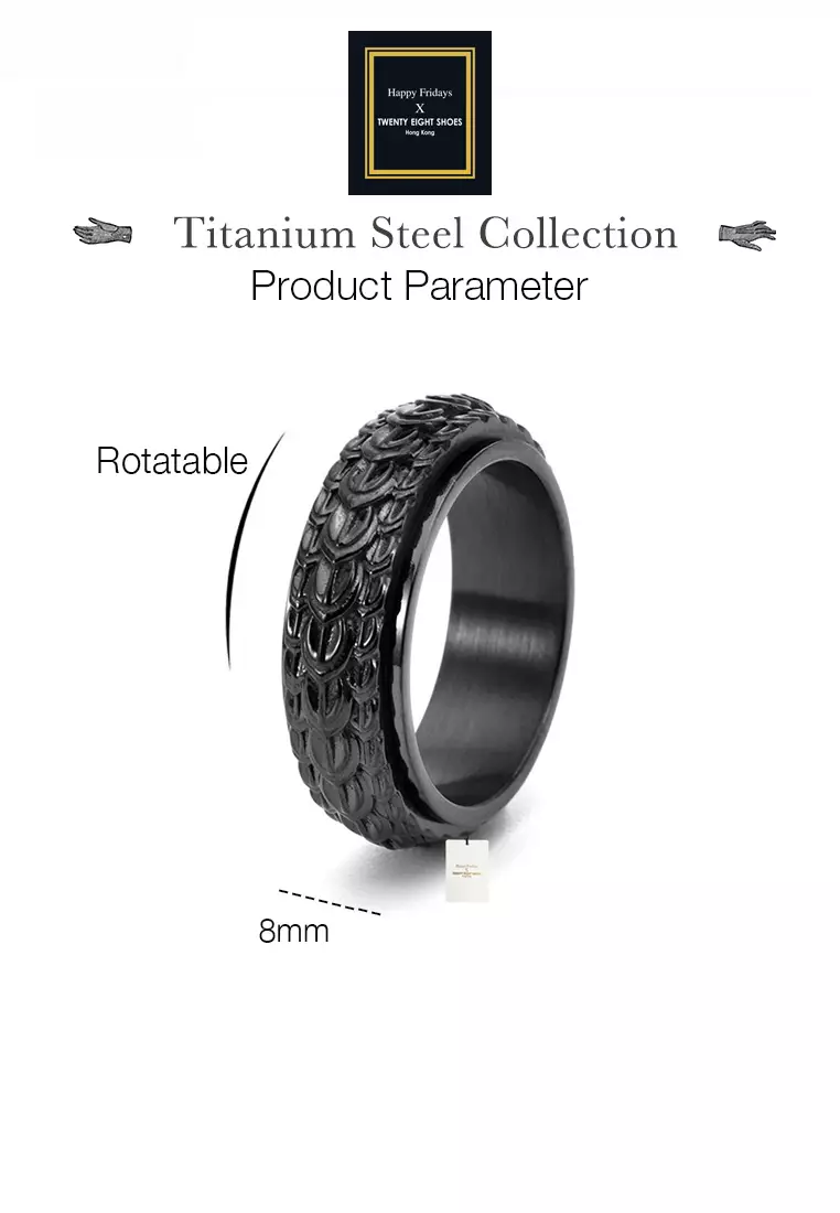 Titanium Steel Rotatable Design Dragon Scale Ring JW GS-M34