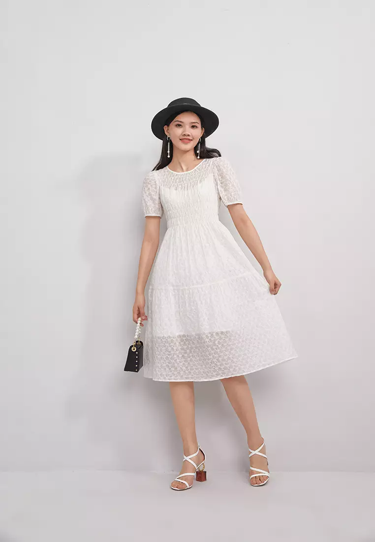 Round Neck Textured Midi Dress